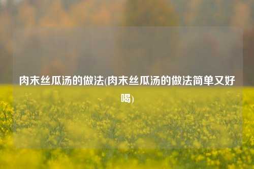 肉末丝瓜汤的做法(肉末丝瓜汤的做法简单又好喝)
