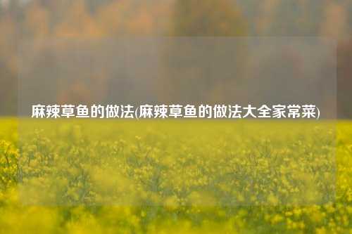 麻辣草鱼的做法(麻辣草鱼的做法大全家常菜)